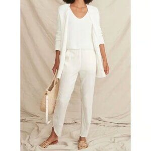 Marine Layer Allison Pant White Pants Dolphin Hem Straight Leg Size XL
